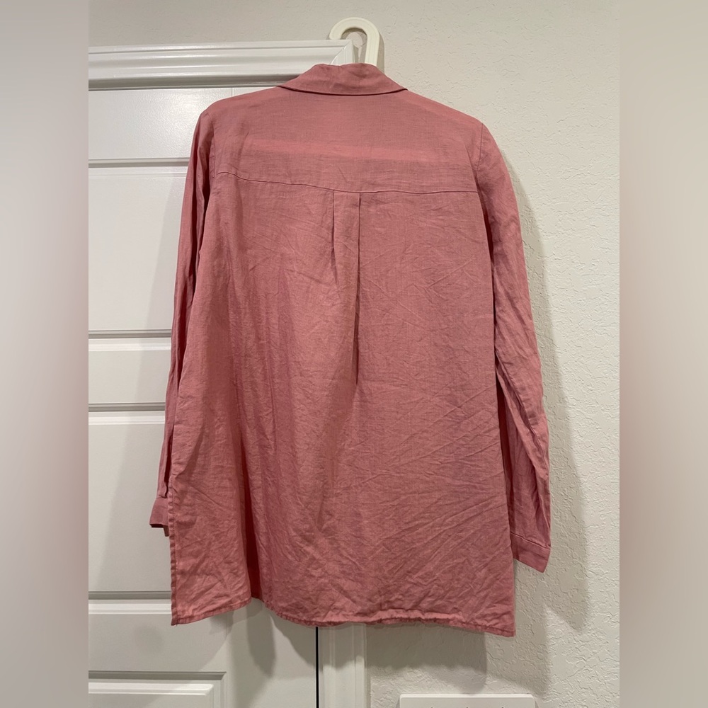Eileen Fisher Organic Linen Pink Blouse - Picture 2 of 5